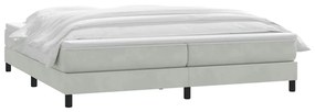 Box Spring κρεβάτι με στρώμα ανοιχτό γκρι 200x220 εκ. Βελούδινο - Γκρι