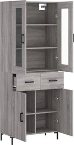 vidaXL Ντουλάπι Γκρι Sonoma 69,5 x 34 x 180 εκ. Επεξεργασμένο Ξύλο