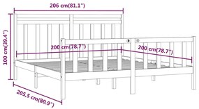 Πλαίσιο Κρεβατιού Καφέ Μελί 200 x 200 εκ. από Μασίφ Ξύλο Πεύκου - Καφέ