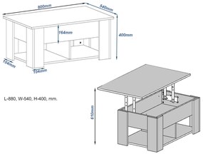 Ορθογώνιο Τραπεζάκι Σαλονιού Ξύλινο LYNNE Anthracite Μ88xΠ54xΥ40εκ.