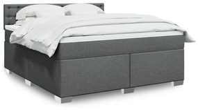 Κρεβάτι Boxspring με Στρώμα Σκούρο Γκρι 180x200 εκ Υφασμάτιν - Γκρι