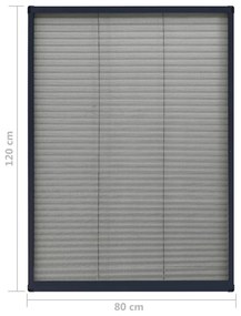 vidaXL Σήτα Παραθύρου Πλισέ Ανθρακί 80 x 120 εκ. από Αλουμίνιο