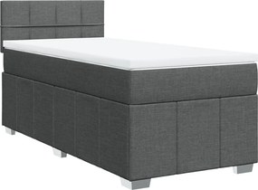 vidaXL Κρεβάτι Boxspring με Στρώμα Σκούρο Γκρι 100x200 εκ. Υφασμάτινο