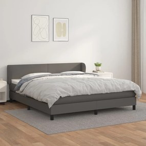 VidaXL Κρεβάτι Boxspring με Στρώμα Γκρι 160x200εκ. από Συνθετικό Δέρμα