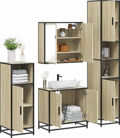 vidaXL Σετ Επίπλων Μπάνιου 4 Τεμαχίων Sonoma Δρυς Επεξεργασμένο Ξύλο