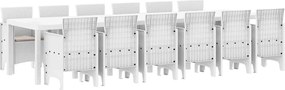vidaXL Σέτ φαγητού για κήπο 13 pcs Λευκό Rattan Polt