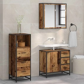 vidaXL Σετ Επίπλων Μπάνιου 3 pcs Παλαιό ξύλο 35 x 37.5 x 100 εκ.