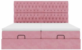 vidaXL Οθωμανικό κρεβάτι με στρώματα ροζ 200x200cm Velvet