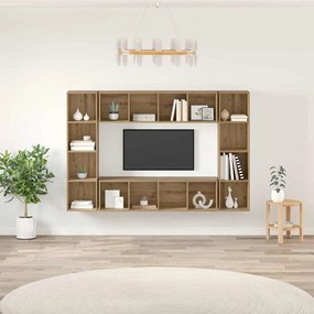 vidaXL Σετ επίπλου τηλεόρασης Επιτοίχιο 4 pcs Καφέ 37 x 37 x 142.5 εκ