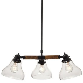 Φωτιστικό Οροφής OD905003P Με Ξύλο Black Wood, Glass