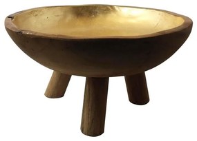 Artekko TeakBowl Μπωλ από Ξύλο Teak Μάυρο/Χρυσό - art-70651 - 70651