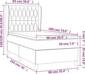 vidaXL Κρεβάτι Boxspring με Στρώμα Μπλε 90x190 εκ.Υφασμάτινο