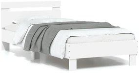 vidaXL Πλαίσιο Κρεβατιού με Κεφαλάρι/LED Λευκό 90 x 190 εκ.