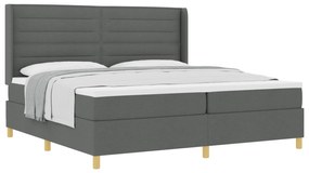 vidaXL Κρεβάτι Box Spring με Στρώμα  Σκούρο Γκρι 200x200 εκ. Υφάσματος