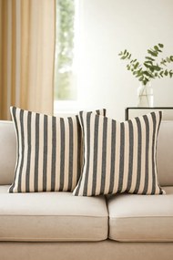 Stewehome Σετ 2 τεμαχίων ριγέ μαξιλαροθήκες από βαμβακερό λινό 43x43 cm