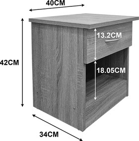 Κομοδίνο Bedy pakoworld ανθρακί 40x34x42εκ