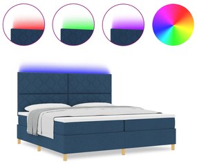 vidaXL Κρεβάτι με Στρώμα & LED Μπλε 200x200 εκ Ύφασμα
