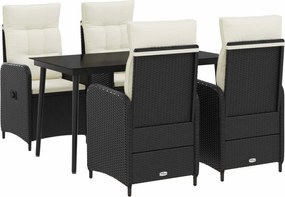 vidaXL Σετ Τραπέζι Καναπέ με μαξιλάρι 5 pcs Μαύρο και Κρεμ Λευκό