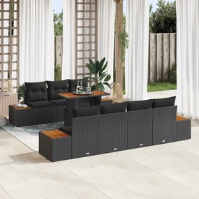 vidaXL Σετ Καναπέ Κήπου με αποθήκευση 8 pcs Μαύρο Πολυ ράταν