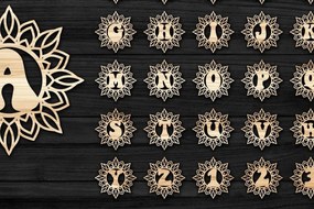 Σετ των 3 Intra απο ξύλο plywood 3mm-4mm πάχος Μονόγραμμα κοπής με λέιζερ Χριστουγεννιάτικο αλφάβητο Δίασταση 8x8 cm INTRAFABR-39620579