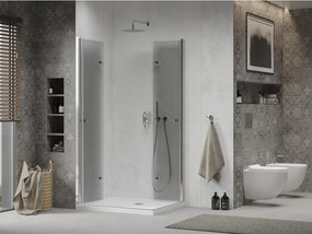 Mexen Lima Δίδυμη πτυσσόμενη καμπίνα ντους 80 x 70 cm, διαφανής, χρώμιο +