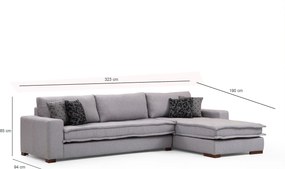 Corner Sofa Lena Corner Right ( L3+Chl ) - Light Grey Light Grey