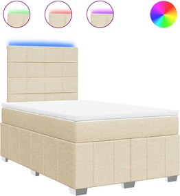 vidaXL Κρεβάτι Boxspring με Στρώμα Κρεμ 120x190 εκ. Υφασμάτινο