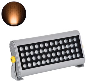 GloboStar FLOOD-HENA 90446 Προβολέας Wall Washer για Φωτισμό Κτιρίων LED 48W 4080lm 30° AC 220-240V Αδιάβροχο IP67 Μ39 x Π6 x Υ17cm Αρχιτεκτονικό Πορτοκαλί 2200K - Ασημί - 3 Years Warranty