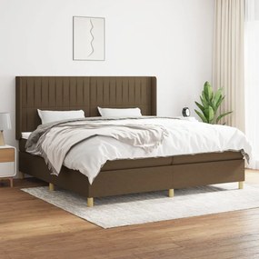 vidaXL Κρεβάτι Boxspring με Στρώμα Σκούρο Καφέ 200x200 εκ. Υφασμάτινο