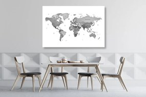 Εικόνα στον παγκόσμιο χάρτη φελλού σε ασπρόμαυρα χρώματα