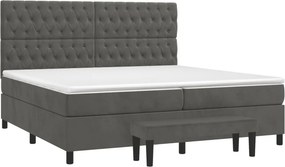vidaXL Κρεβάτι Boxspring με Στρώμα Σκούρο Γκρι 200x200 εκ. Βελούδινο