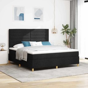 vidaXL LED Κρεβάτι με βάθρο με στρώμα Μαύρο 180 x 200 cm ύφασμα