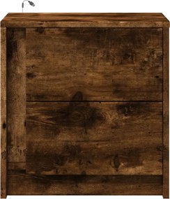 vidaXL Κομοδίνο με Φώτα LED Καπνιστή Δρυς Επεξεργασμένο Ξύλο