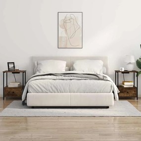 vidaXL Κομοδίνο με Σταθμό Φόρτισης με συρτάρι 2 pcs Καπνιστή δρυς