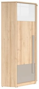 Γωνιακή ντουλάπα Boston BD111, Γυαλιστερό λευκό, Γκρι, Οξιά, 199x80x80cm, 76 kg, Πόρτες ντουλάπας: Με μεντεσέδες, Αριθμός ραφιών: 5 | Epipla1.gr