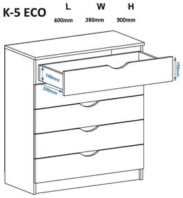 Ξύλινη Συρταριέρα Κ-5 Εκο Ρουστίκ 80x38x90