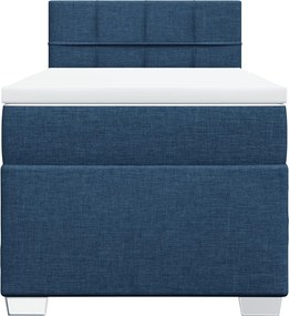 vidaXL Κρεβάτι Boxspring με Στρώμα Μπλε 90x190 εκ.Υφασμάτινο