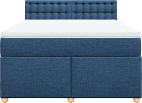 vidaXL Κρεβάτι Boxspring με Στρώμα Μπλε 160x200 εκ. Υφασμάτινο