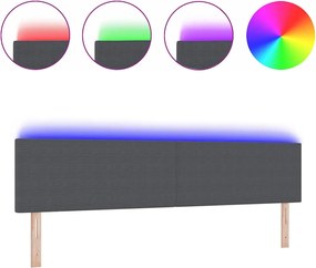 vidaXL LED κεφαλάρι Σκούρο Γκρι 200 cm Υφασμάτινο Κορντουρά