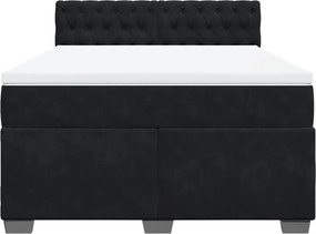 vidaXL Κρεβάτι Boxspring με Στρώμα Μαύρο 140x200 εκ. Βελούδινο