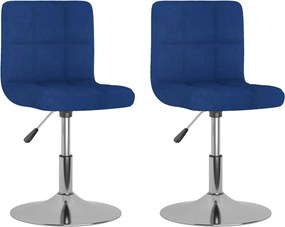 vidaXL Καρέκλες Τραπεζαρίας Περιστρεφόμενες 2 τεμ. Μπλε Υφασμάτινες