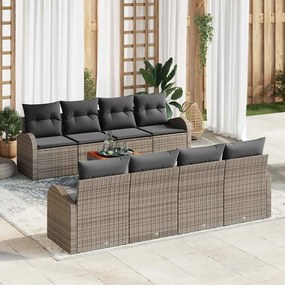 vidaXL Σετ Καναπέ Κήπου 9 pcs Γκρι Πολυ ράταν