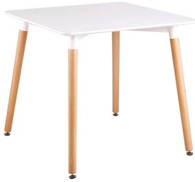 ART Τραπέζι Τραπεζαρίας Άσπρο MDF, Πόδια Οξιά Φυσικό