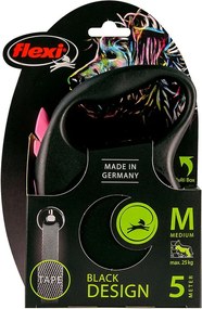 Λουρί Σκύλου Flexi BLACK DESIGN Μαύρο Ροζ S