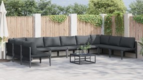 vidaXL Σετ Καναπέ Κήπου 10 pcs Ανθρακί Ατσάλι