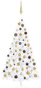 vidaXL Χριστουγεννιάτικο Δέντρο Μισό με LED & Μπάλες Λευκό 150 εκ.