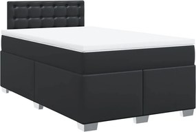 vidaXL Κρεβάτι Boxspring με Στρώμα Μαύρο 120 x 200 εκ. Συνθετικό Δέρμα