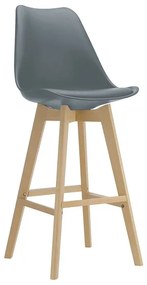 MARTIN Σκαμπό BAR Οξιά Φυσικό, Κάθισμα Η.67cm, PP-Pu Γκρι, Μονταρισμένη Ταπετσαρία 49x54x67/106cm ΕΜ147,41