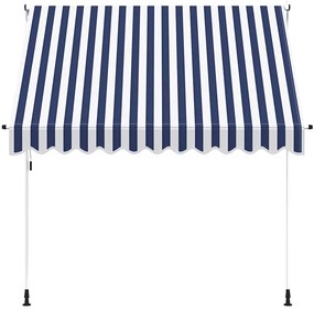 vidaXL Τέντα Συρόμενη Χειροκίνητη Μπλε με Λευκές Ρίγες 250 εκ.