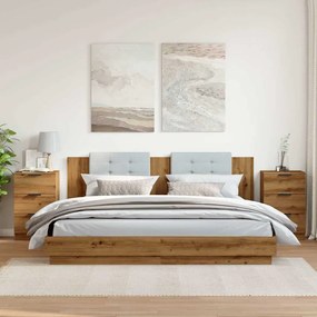 vidaXL Κομοδίνα 2 τεμ.Αρτισιανή Δρυς 40x36x65 εκ. Επεξ. Ξύλο